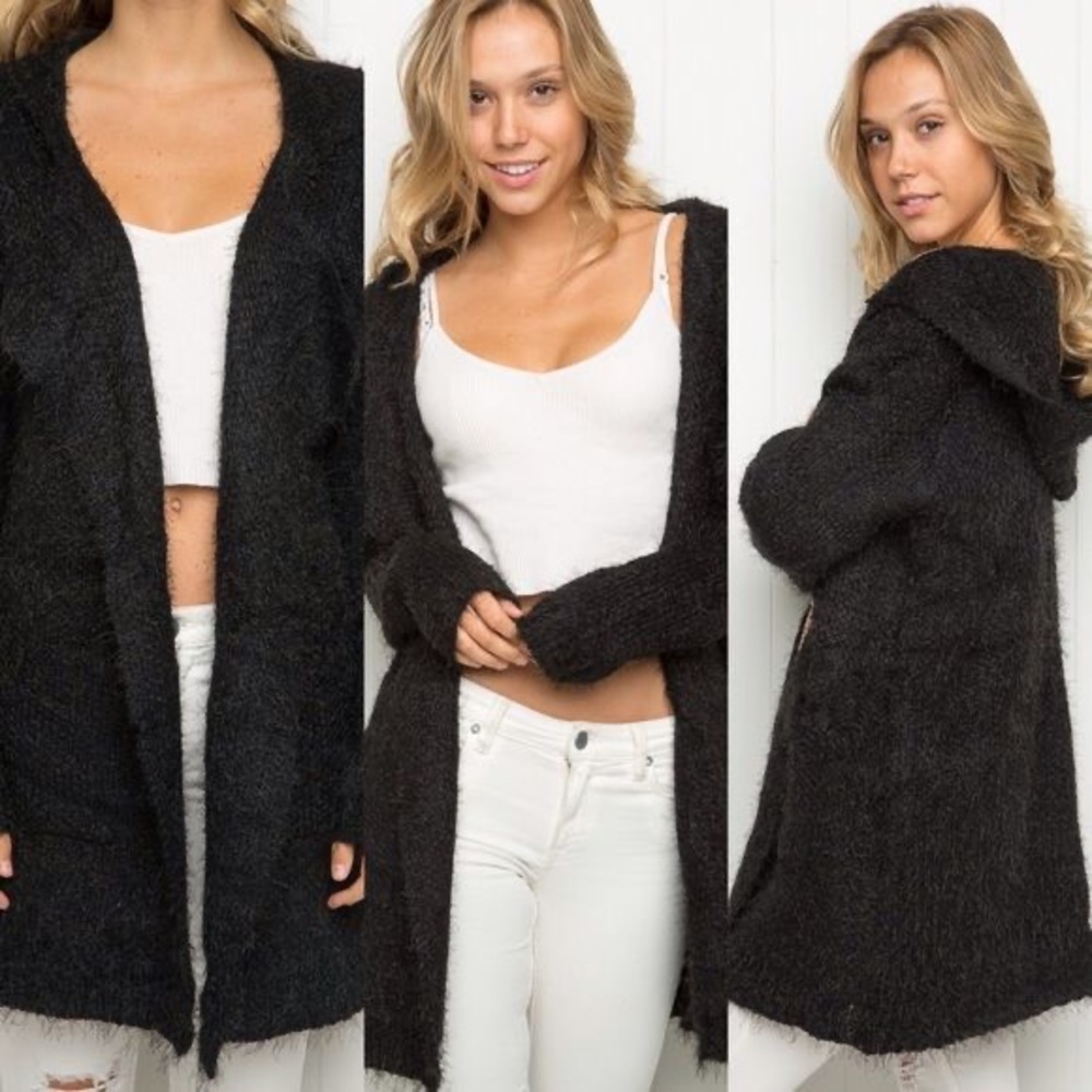 brandy melville black cardigan w/hood